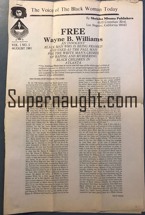 Wayne Williams August 1981 Newspaper Shekiba Mbuma Publishers
