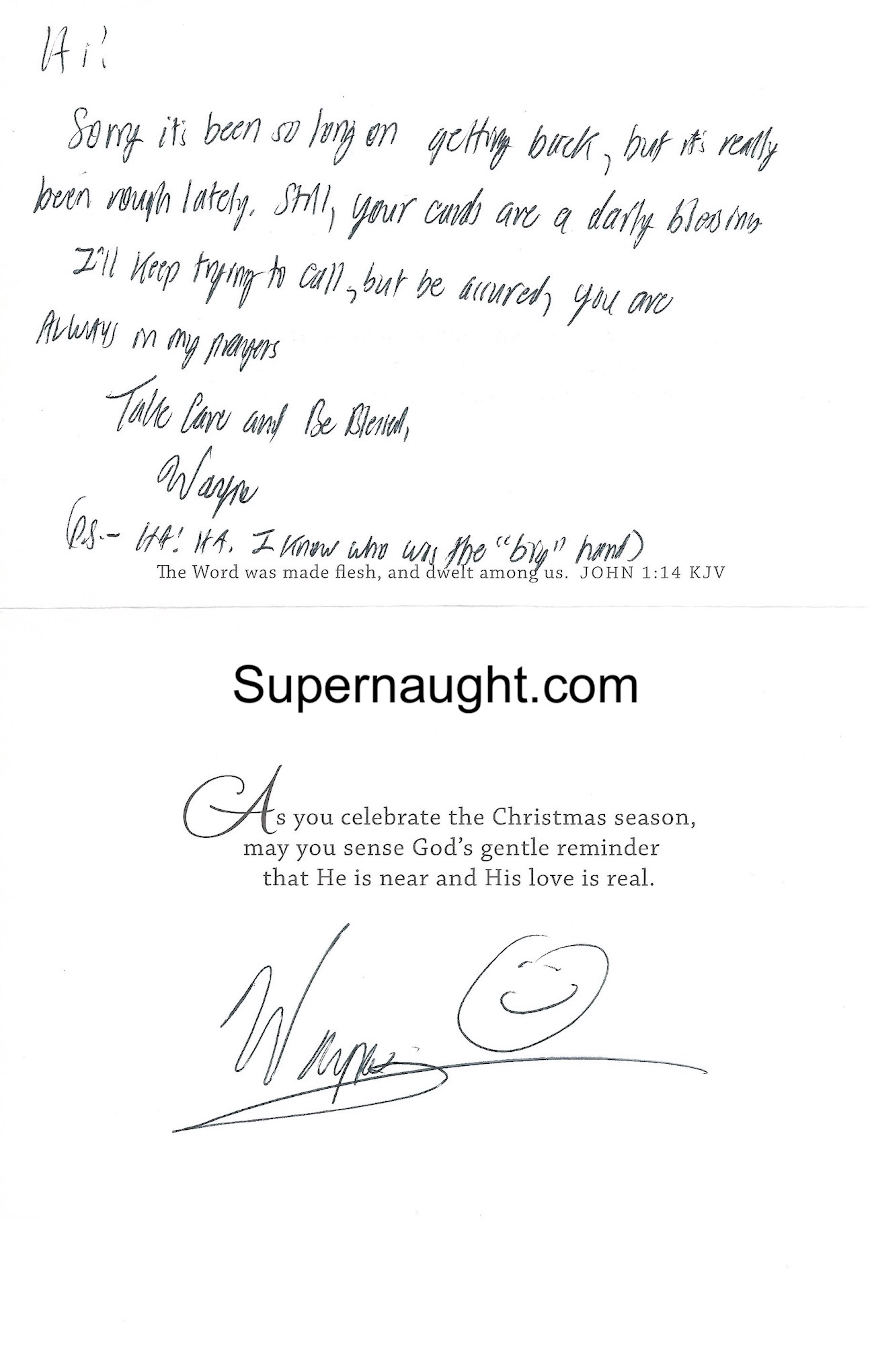 Wayne Williams Christmas Card and Envelope Both Signed