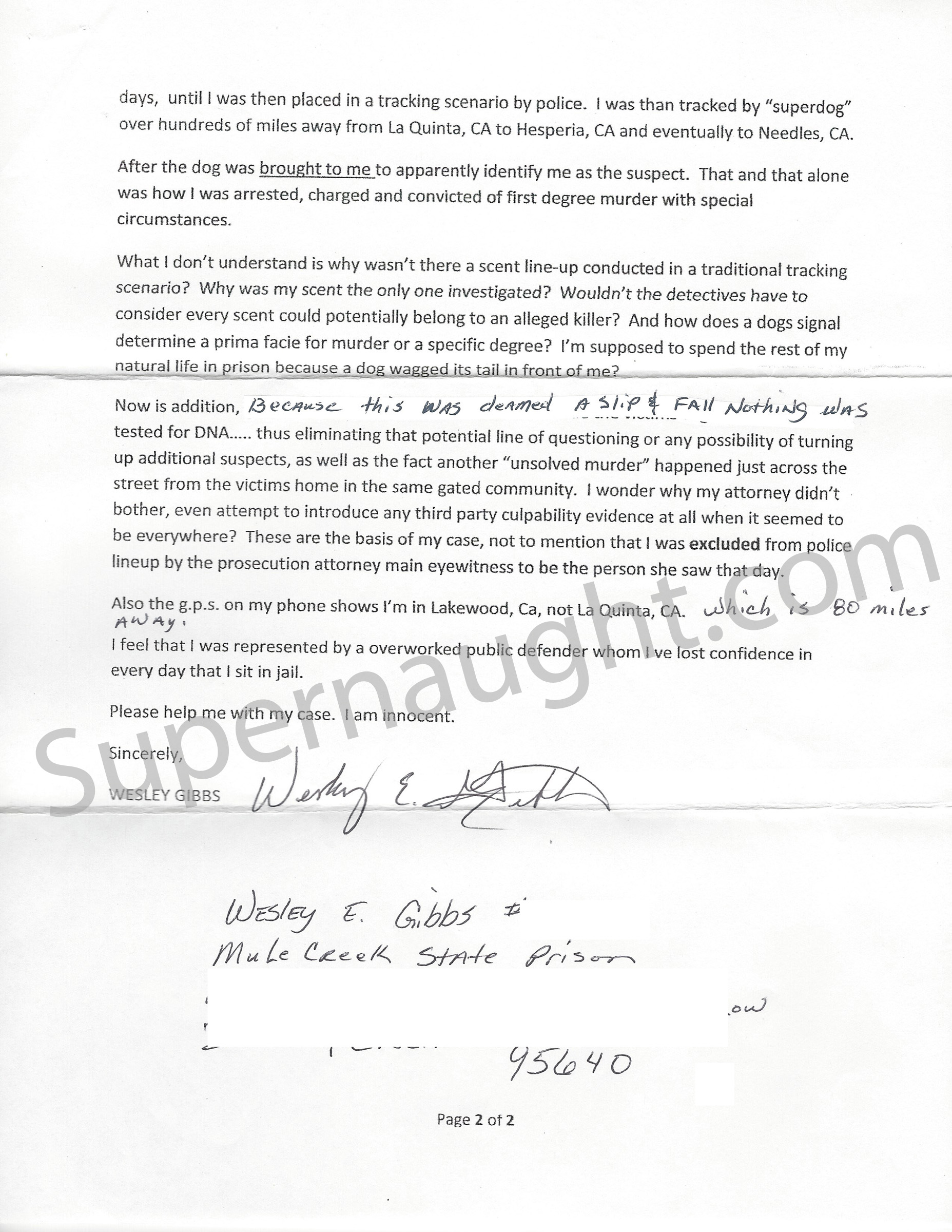 Wesley Gibbs Two Page Court Letter Signed image 2