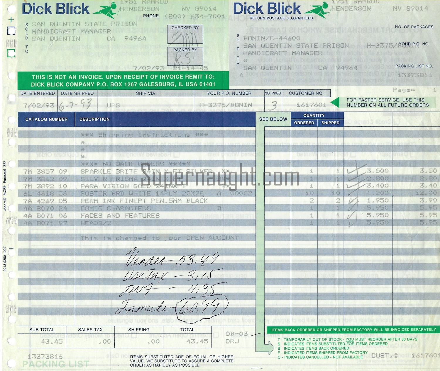 William Bonin Invoice Death Row