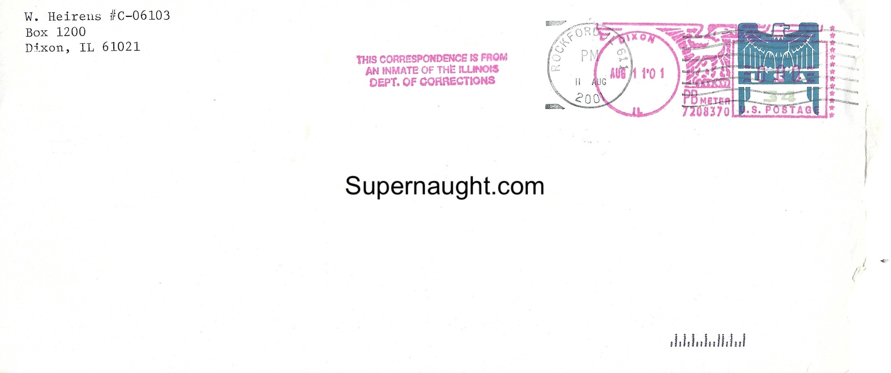 William Heirens Prison Stamped Envelope Postmarked 2001