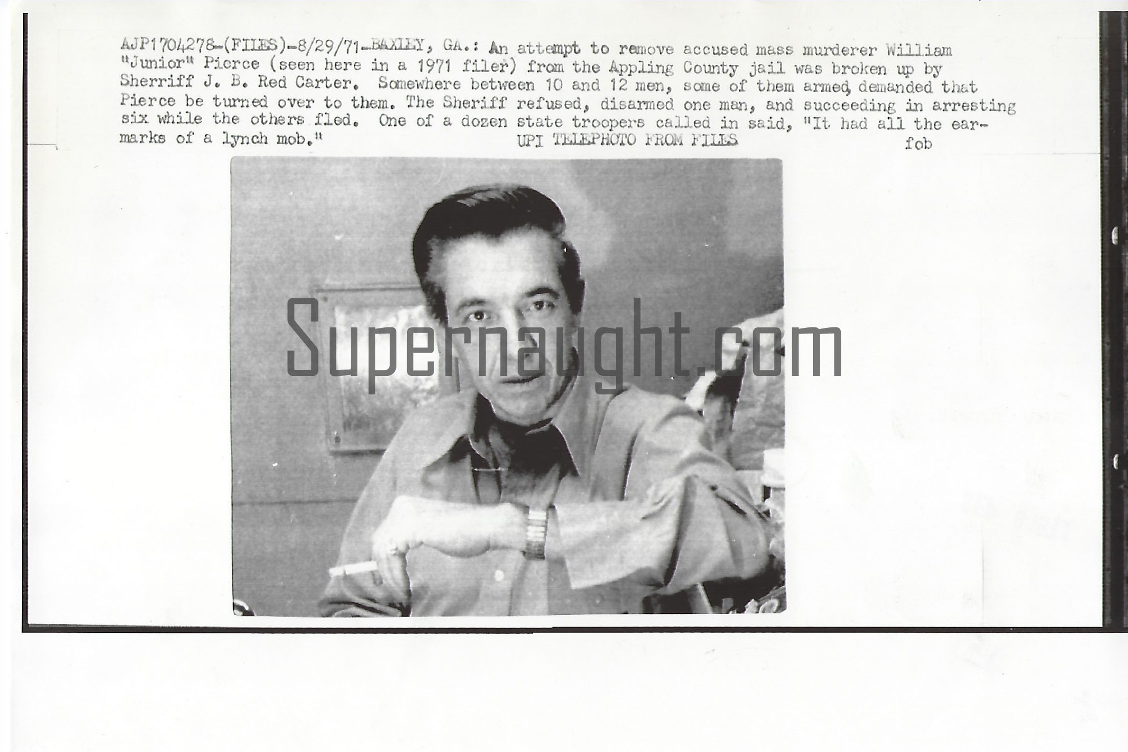 William Junior Pierce August 1971 Press Photo