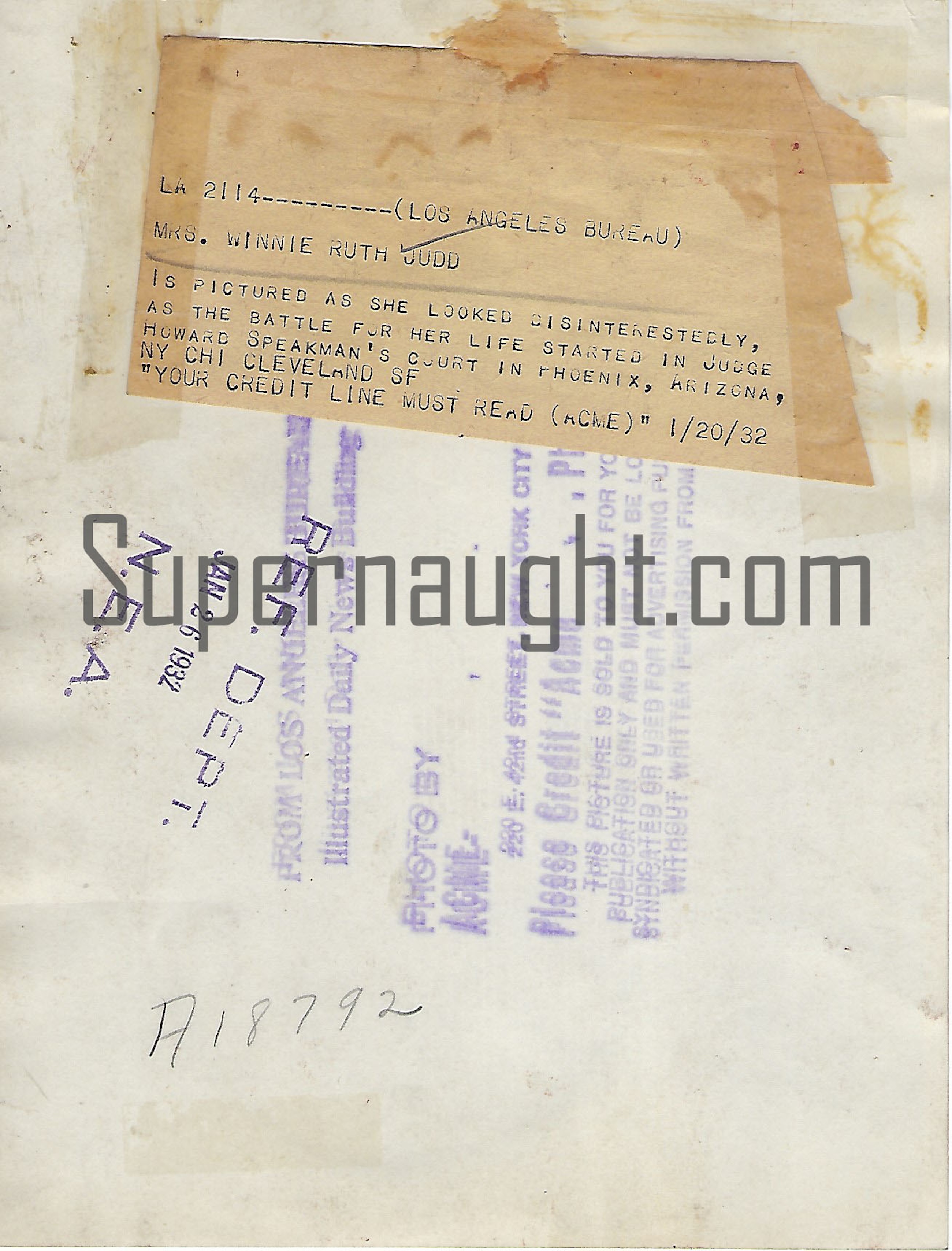 Winnie Ruth Judd 1932 Court Press Photo image 2