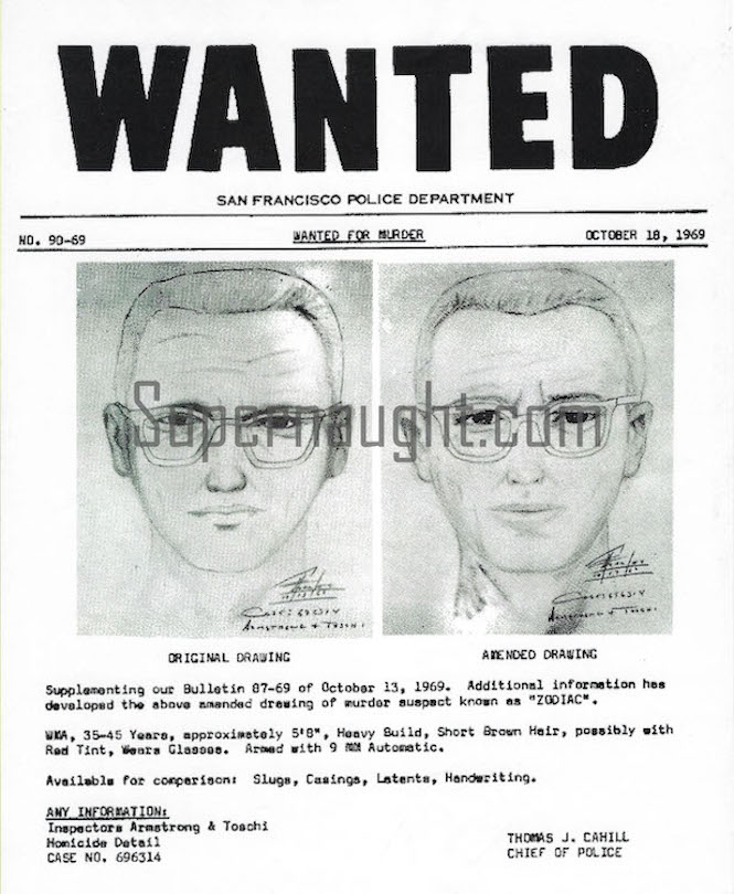 Zodiac Killer Wanted Poster Replica