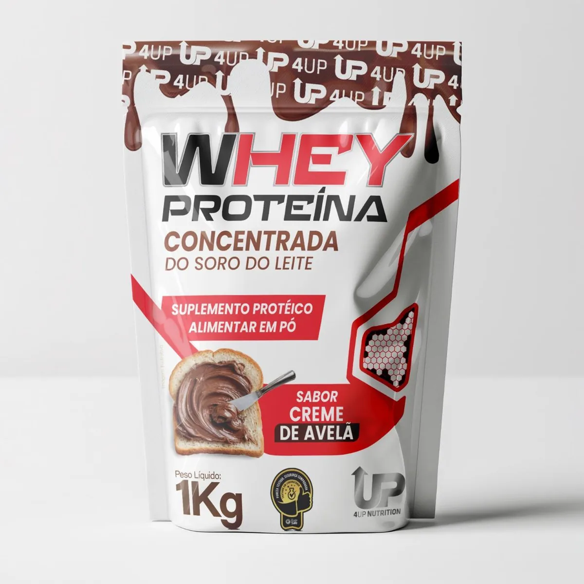 Whey Protein Concentrado sabor Creme de Avelã — 1 kg (4UP Nutrition)