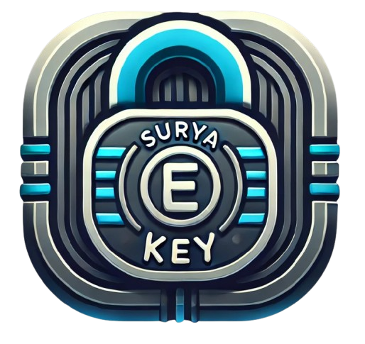 Surya Key application key logo icon in blue and white