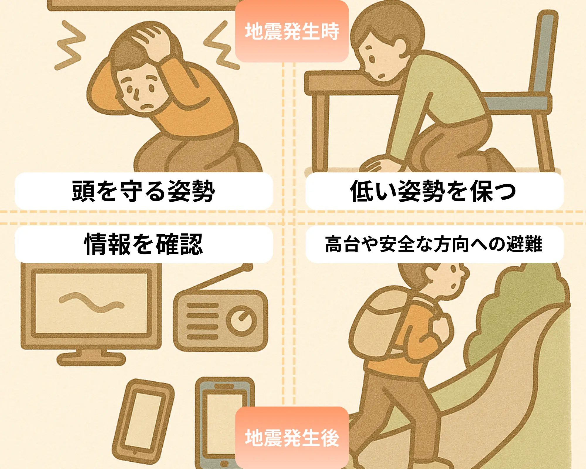 身の安全を確保する行動イメージ