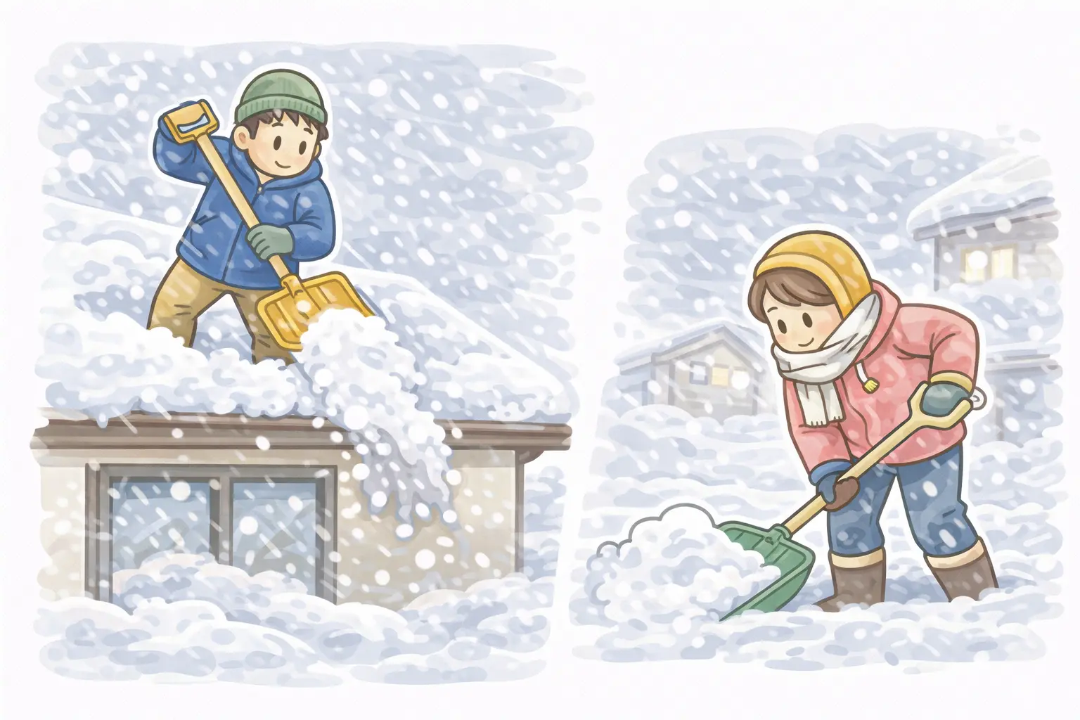 屋根雪下ろしや雪かき作業のイメージ