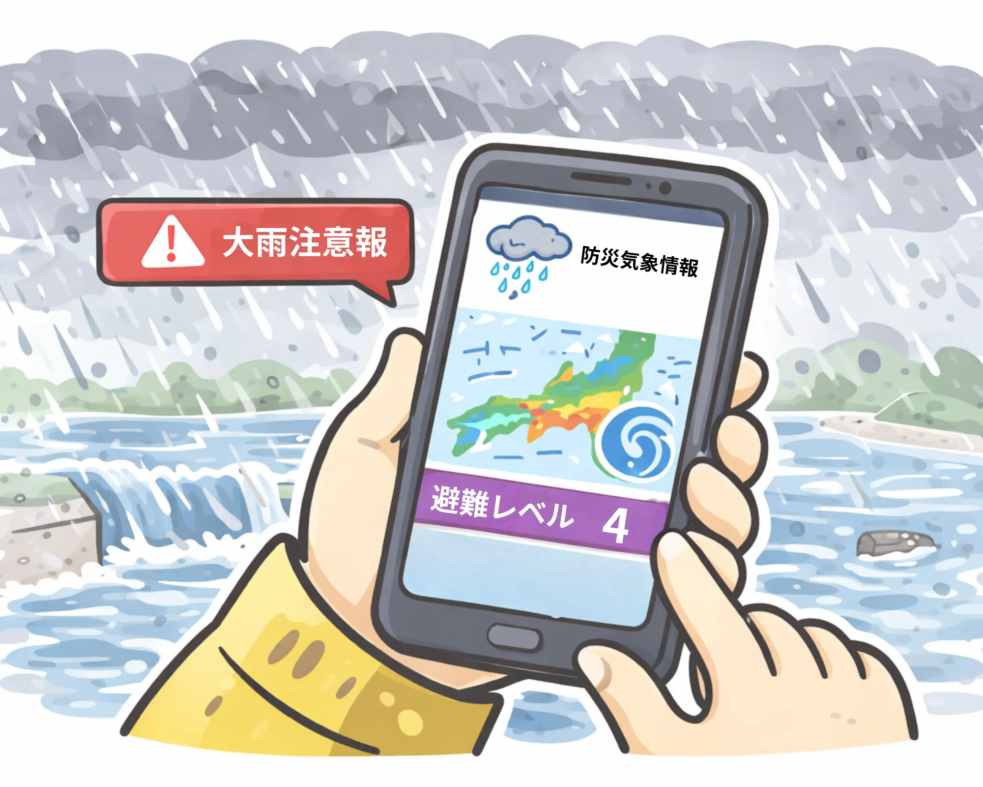 気象情報を確認するスマートフォン画面のイメージ