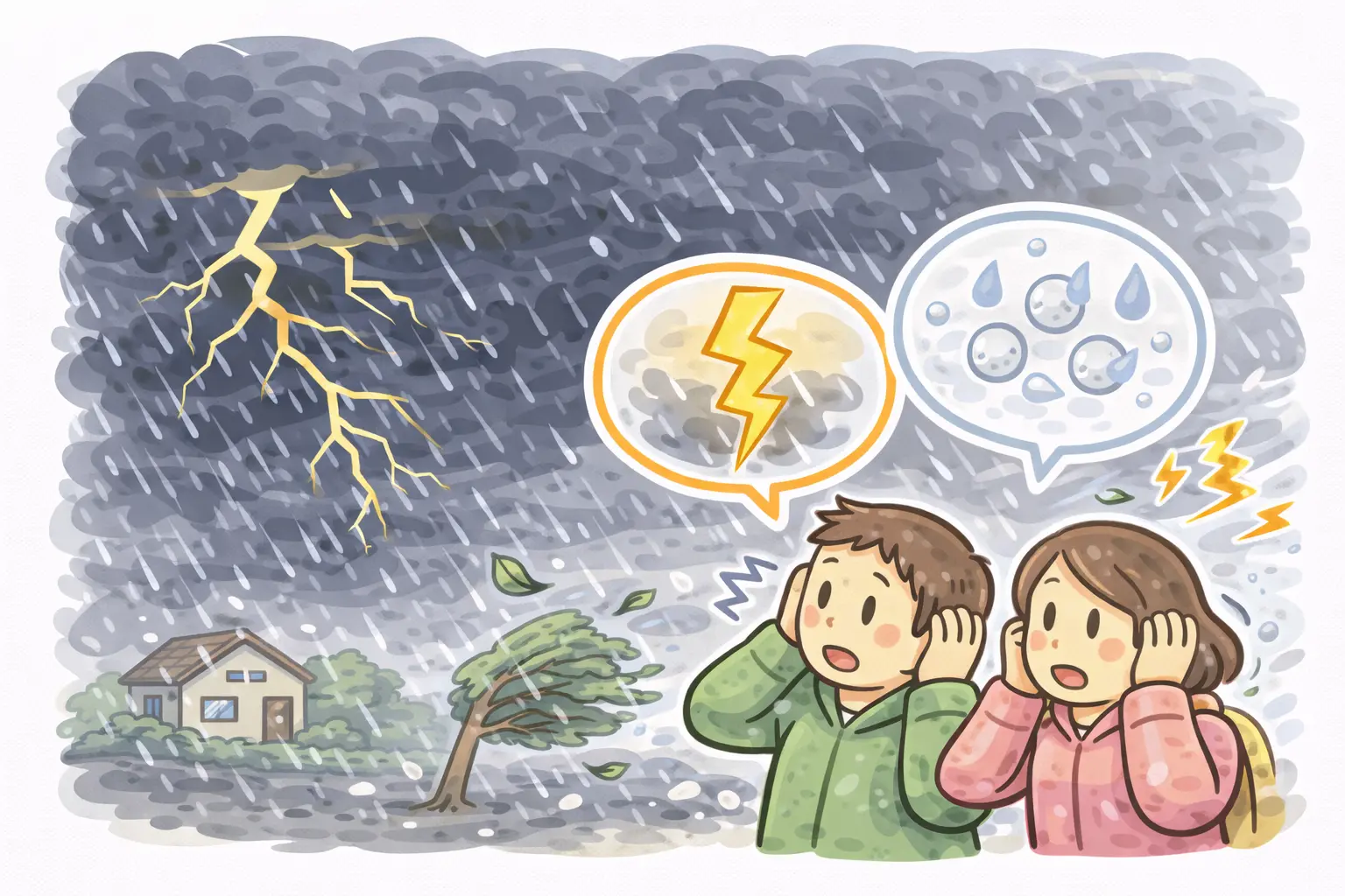 空の変化と雷の接近を感じるイメージ