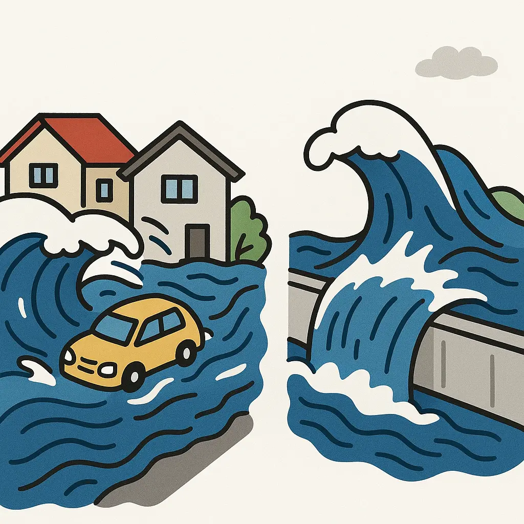 津波による浸水・家屋被害のイメージ