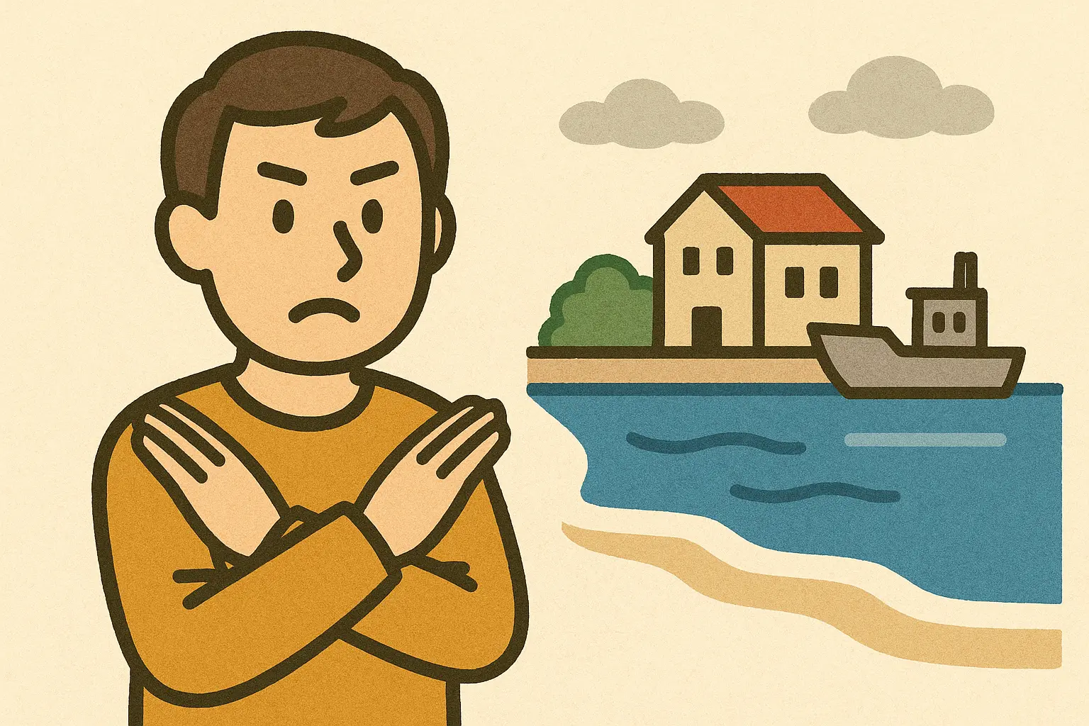 津波のあと沿岸部に近づかないイメージ