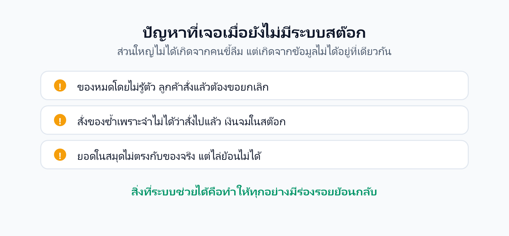 ปัญหาที่เจอเมื่อยังไม่มีระบบสต๊อก