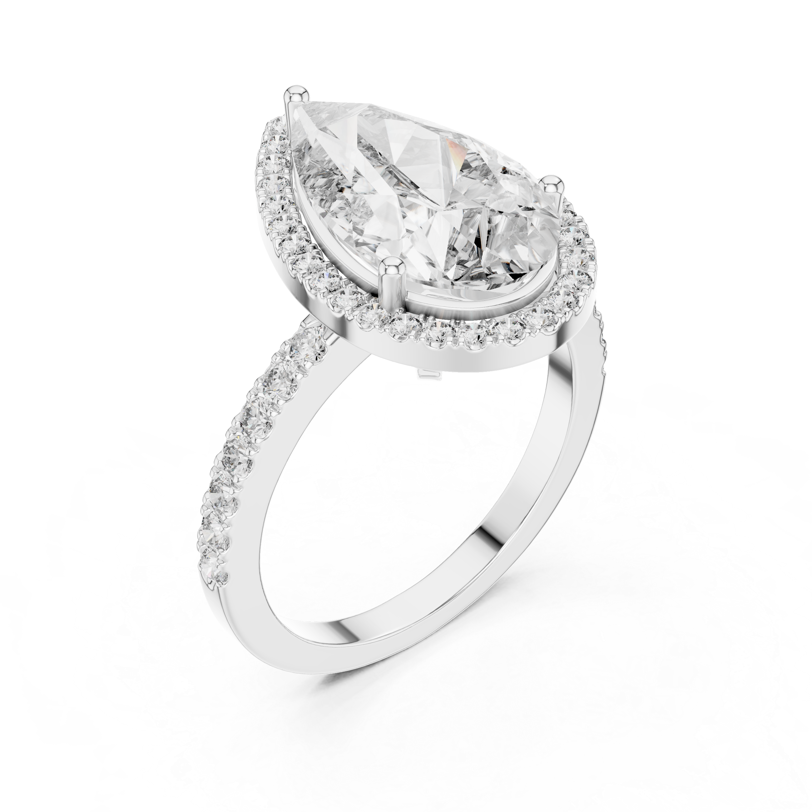 Serene Teardrop Halo Ring