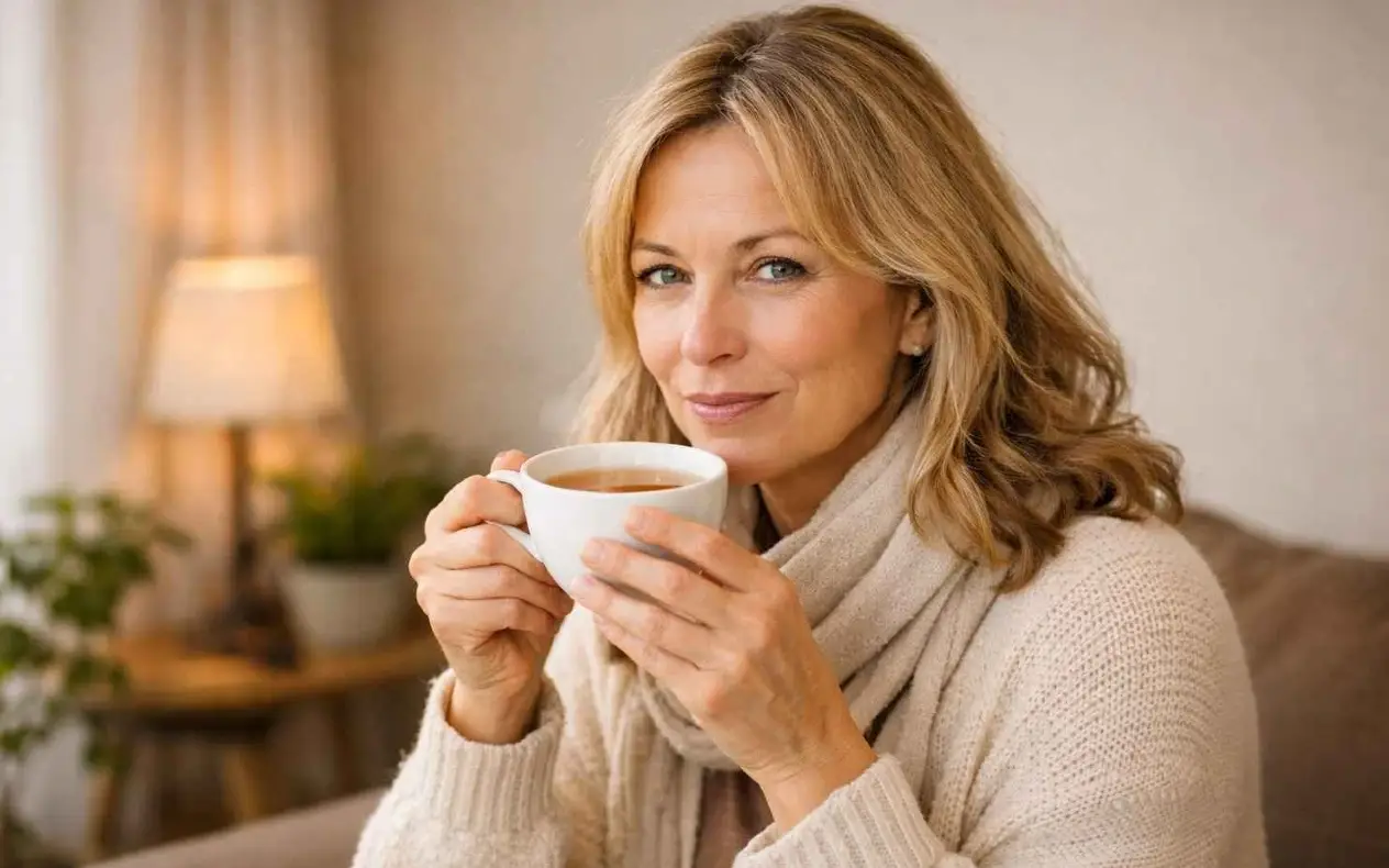 Žena pije čaj od zove