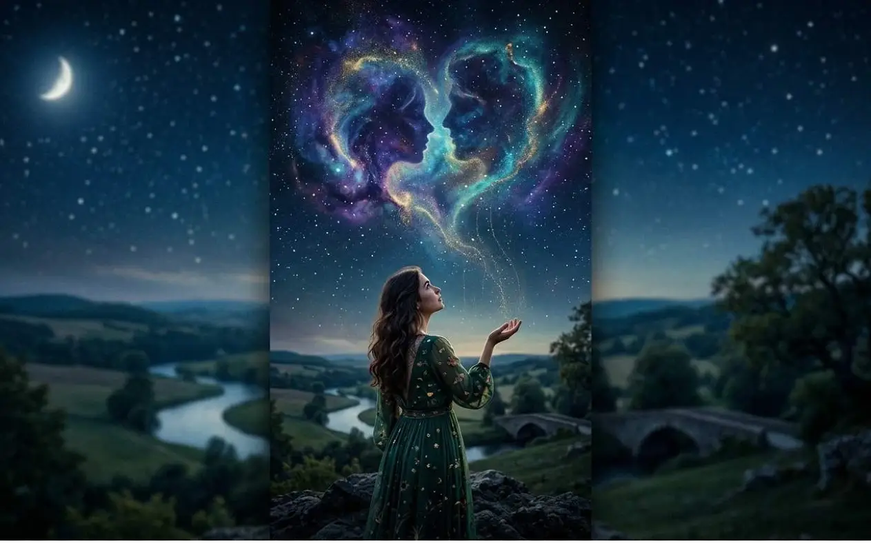 Silueta devojke pod mističnim zvezdanim nebom sa spiralnom galaksijom simbolizuje sudbinski susret i unutrašnje vođstvo za 6. april 2026.