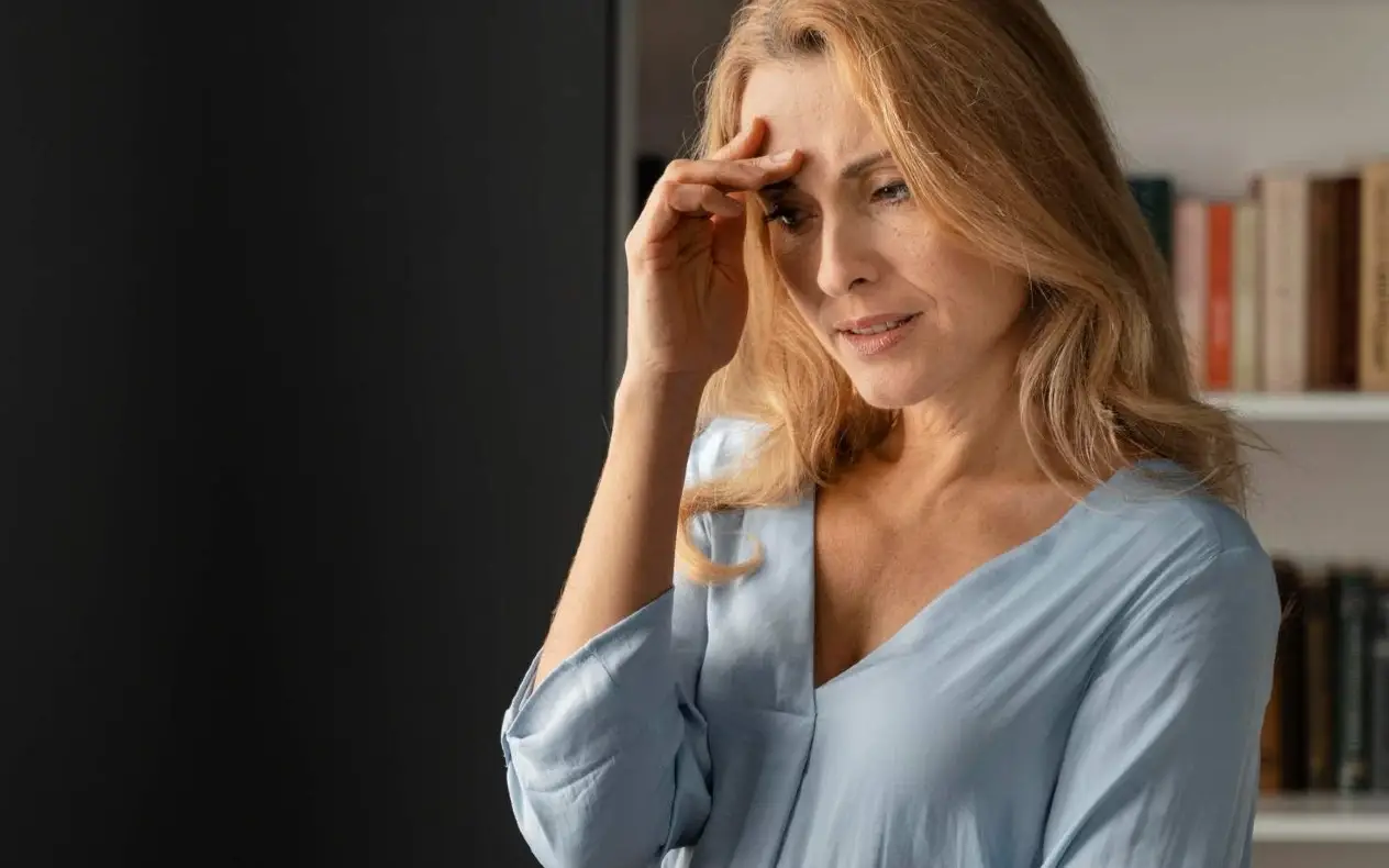 Žena gleda u jednu tačku sa suzama u očima, ali sa odlučnošću u pogledu
