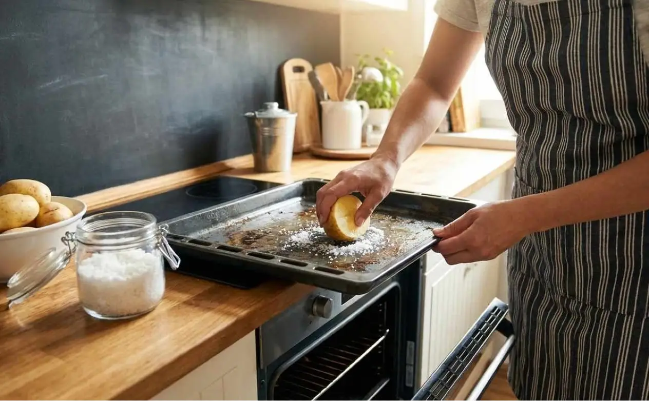 Čišćenje rerne Trik sa krompirom i solju