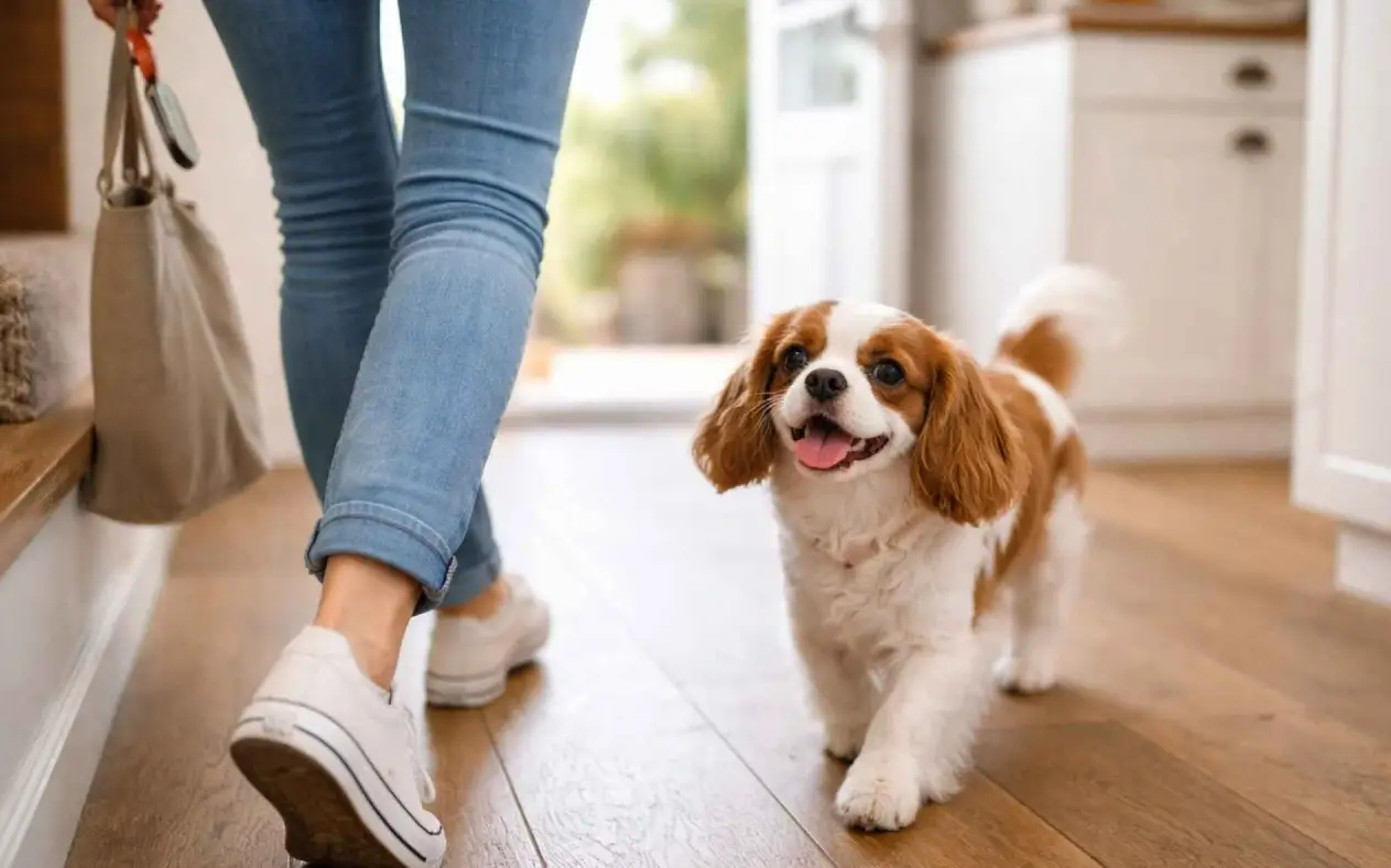 Pas prati vlasnika po kući