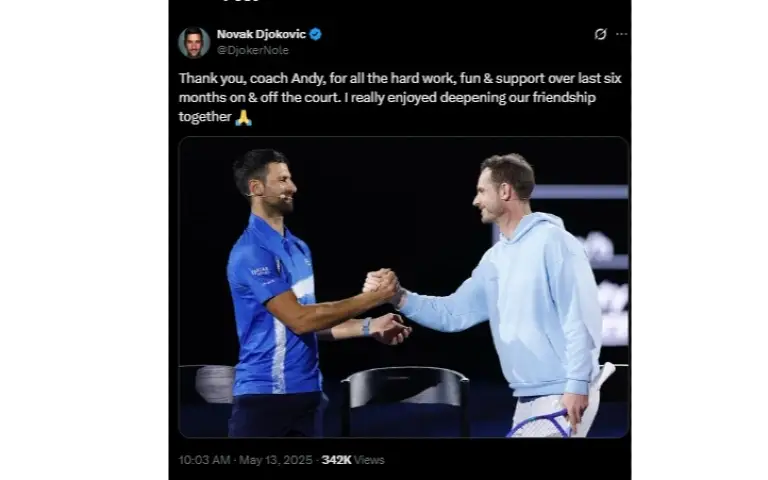 Novak Đoković se zahvalio Murrey-u Novak Djokovic i Andy Murrey u prijateljskom rukovanju na turniru