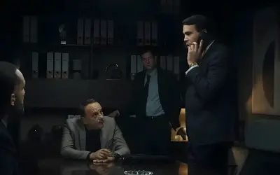 Scena iz serije "Ubice mog oca" Scena iz serije "Ubice mog oca" napeta atmosfera u kancelariji direktora policije