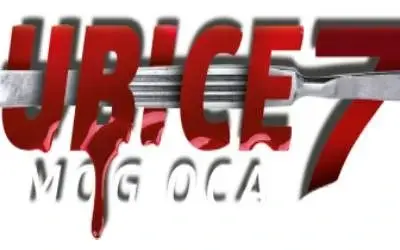 Logo sedme sezone serije "Ubice mog oca", sa crvenim natpisom i krvavim efektima, kroz koji prolazi metalna viljuška.