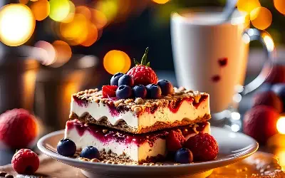Parče torte servirano na tacni