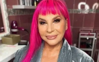 Zorica Brunclik selfie Zorica Brunclik u sivom kompletu sa roze kosom