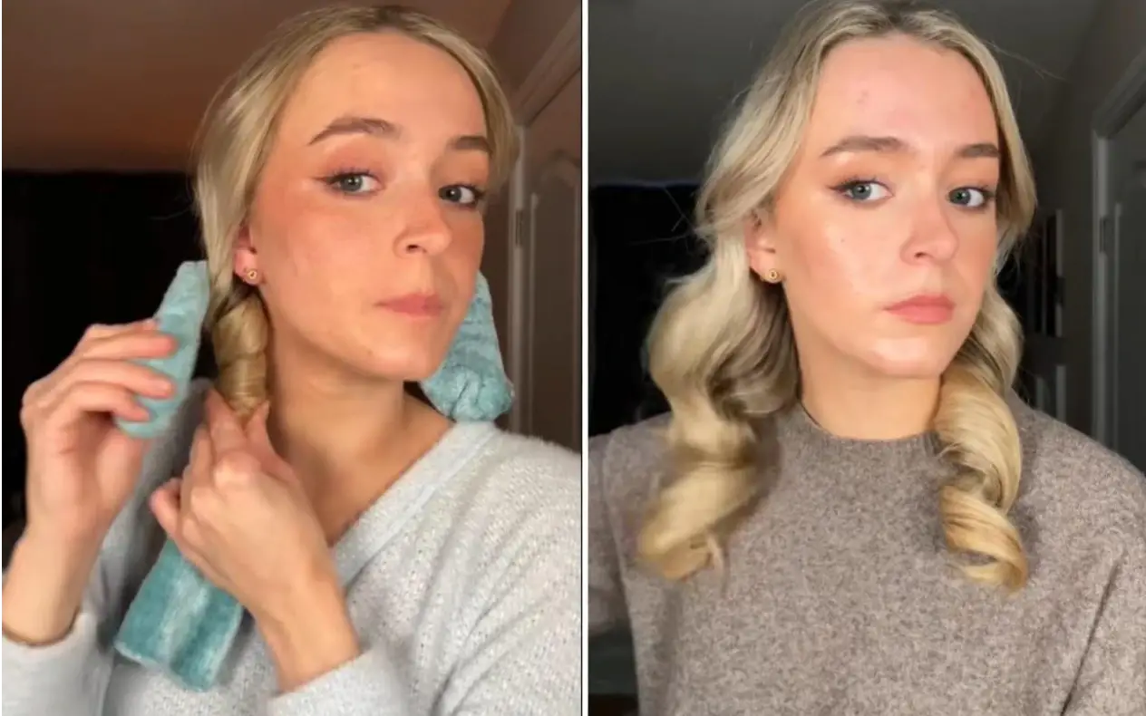 Žena ispobava trik sa čarapama da napravi lokne