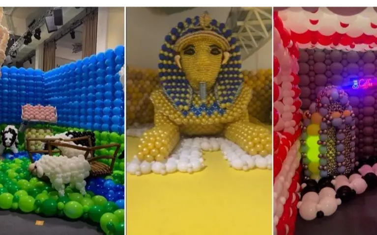 Balon avantura u Beču Balon avantura u Beču sa raznim delovima sveta napravljenim od preko 5000 balona