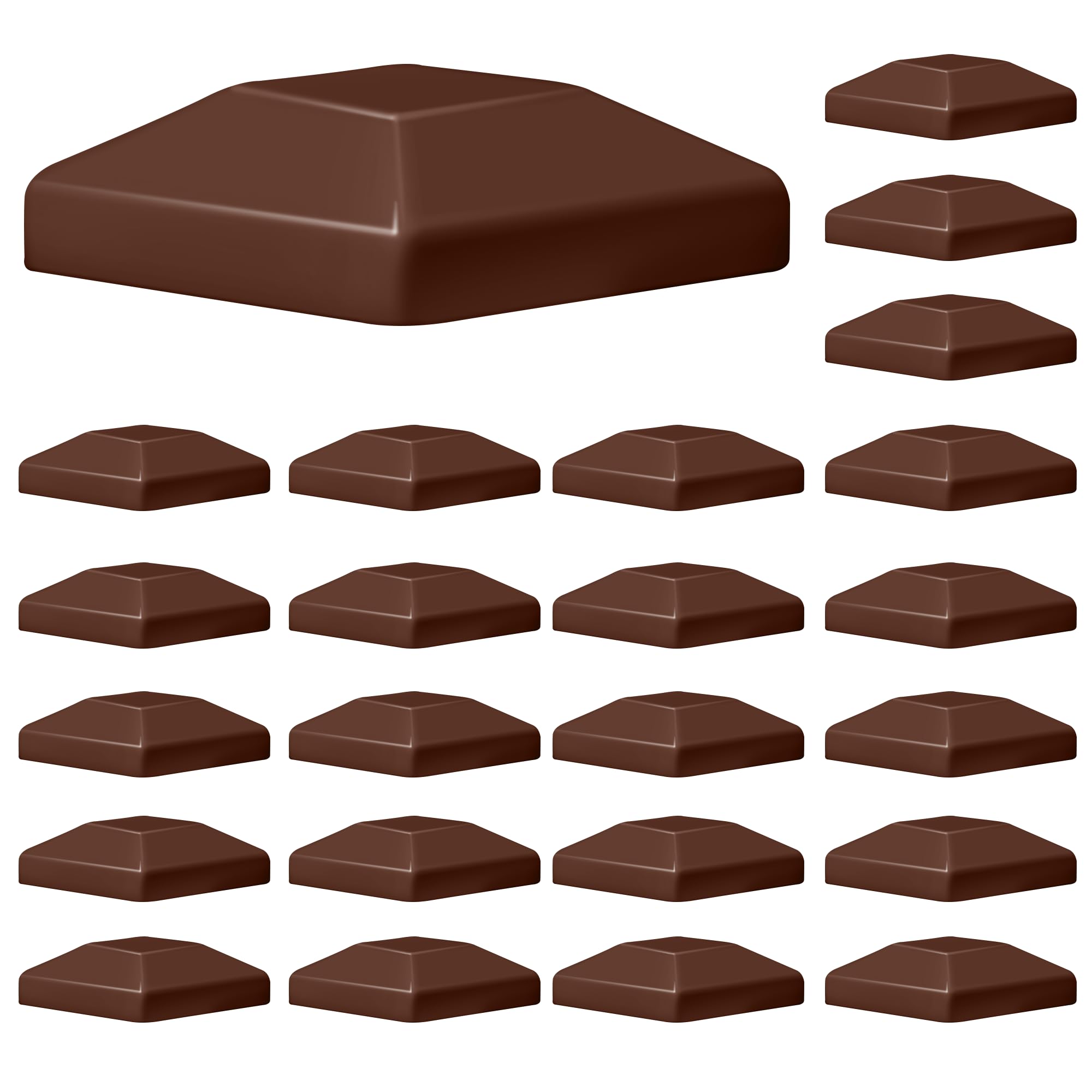 TonGass (24-Pack, Brown) 4"x4" (3 5/8") Wood Fence Post Caps - Wooden Fence Cover Deck Post Cap, Durable Plastic Water-Proof and UV-Proof, Protect Wooden Poles from Cracking and Rotting