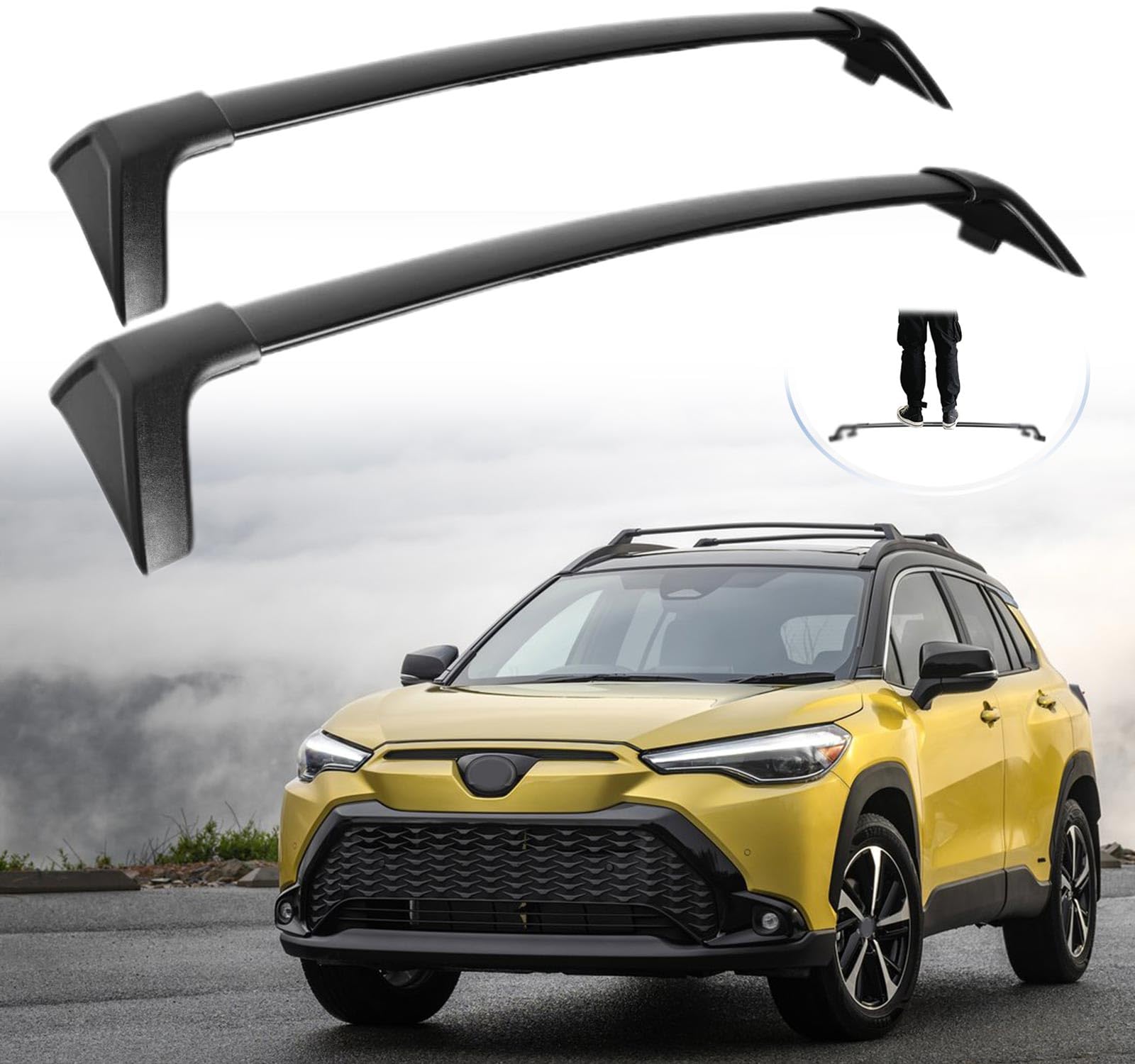 SNIXWOO 220 LBS Roof Racks for 2022-2026 Toyota Corolla Cross & Hybrid, Work with Factory Side Rails, All Aluminum Cross Rails for Canoe, Kayak, and Bike