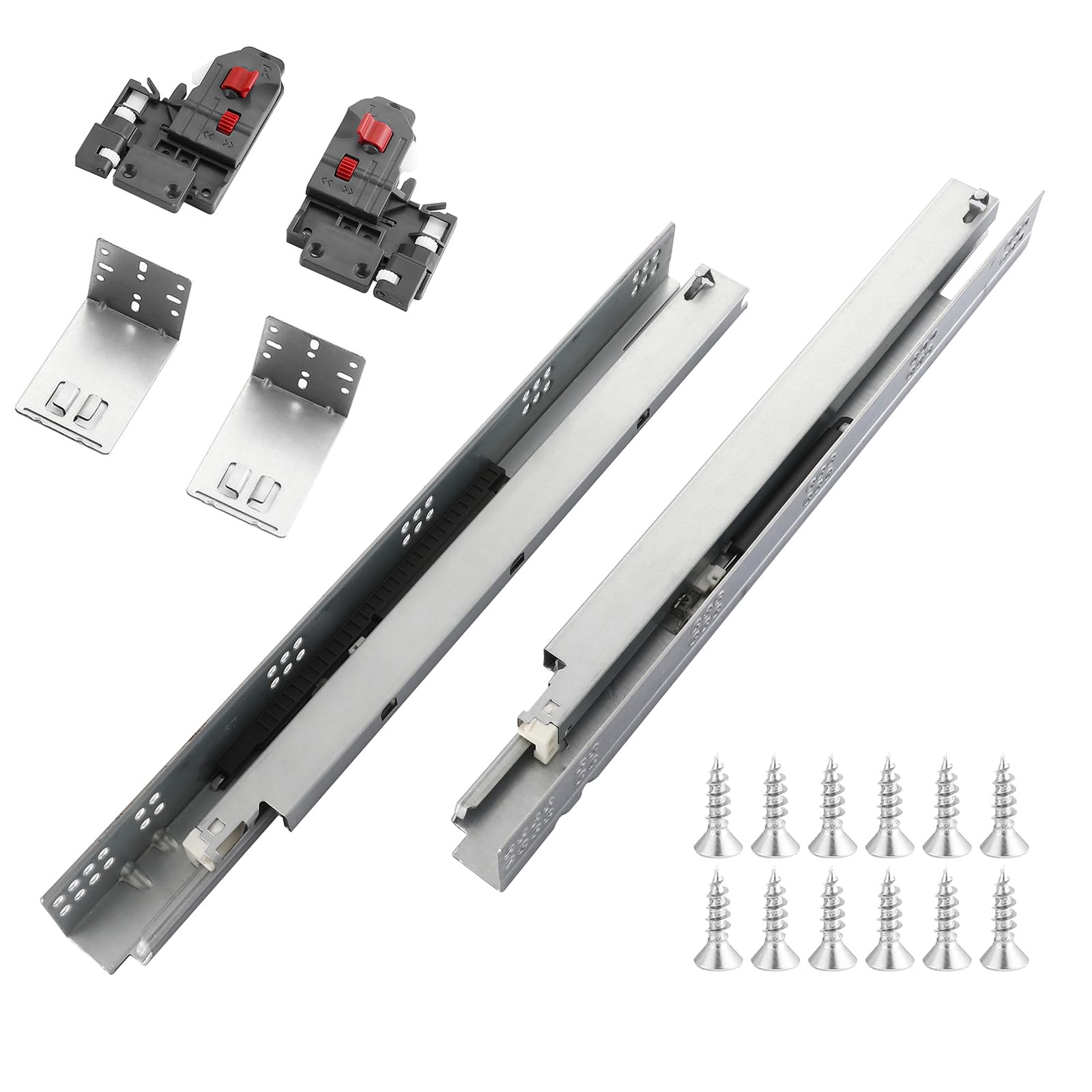 21 Inch Undermount Soft Close Drawer Slides Bottom Mount Full Extension Rails,6 Pairs with Rear Mounting Brackets and 3D Adjustable Locking Devices