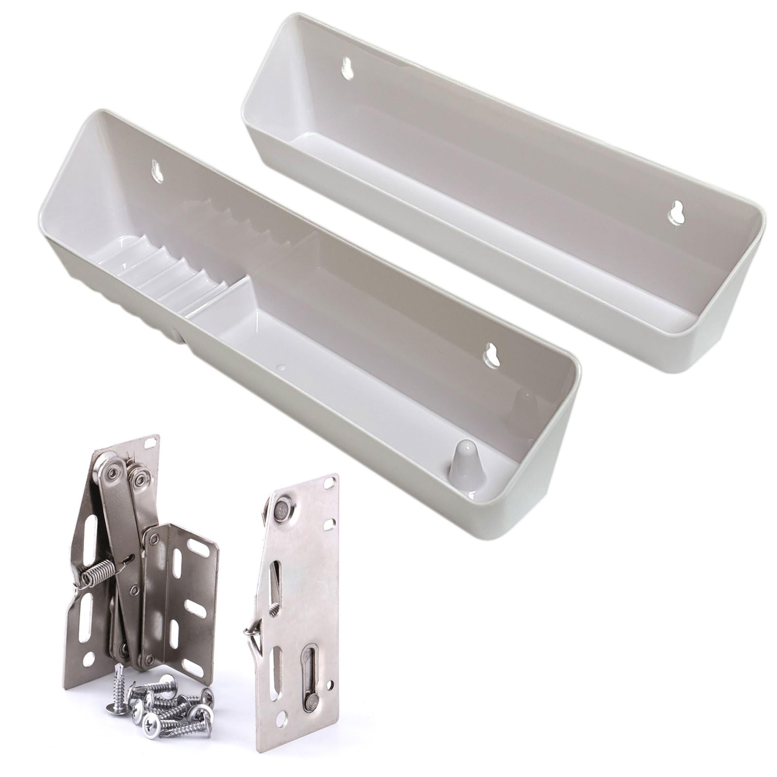 Bueyfolt 11" Kitchen Sink Tip-Out Trays 2-Pack w/ Hinges, Ring Holder, Soap Dish
