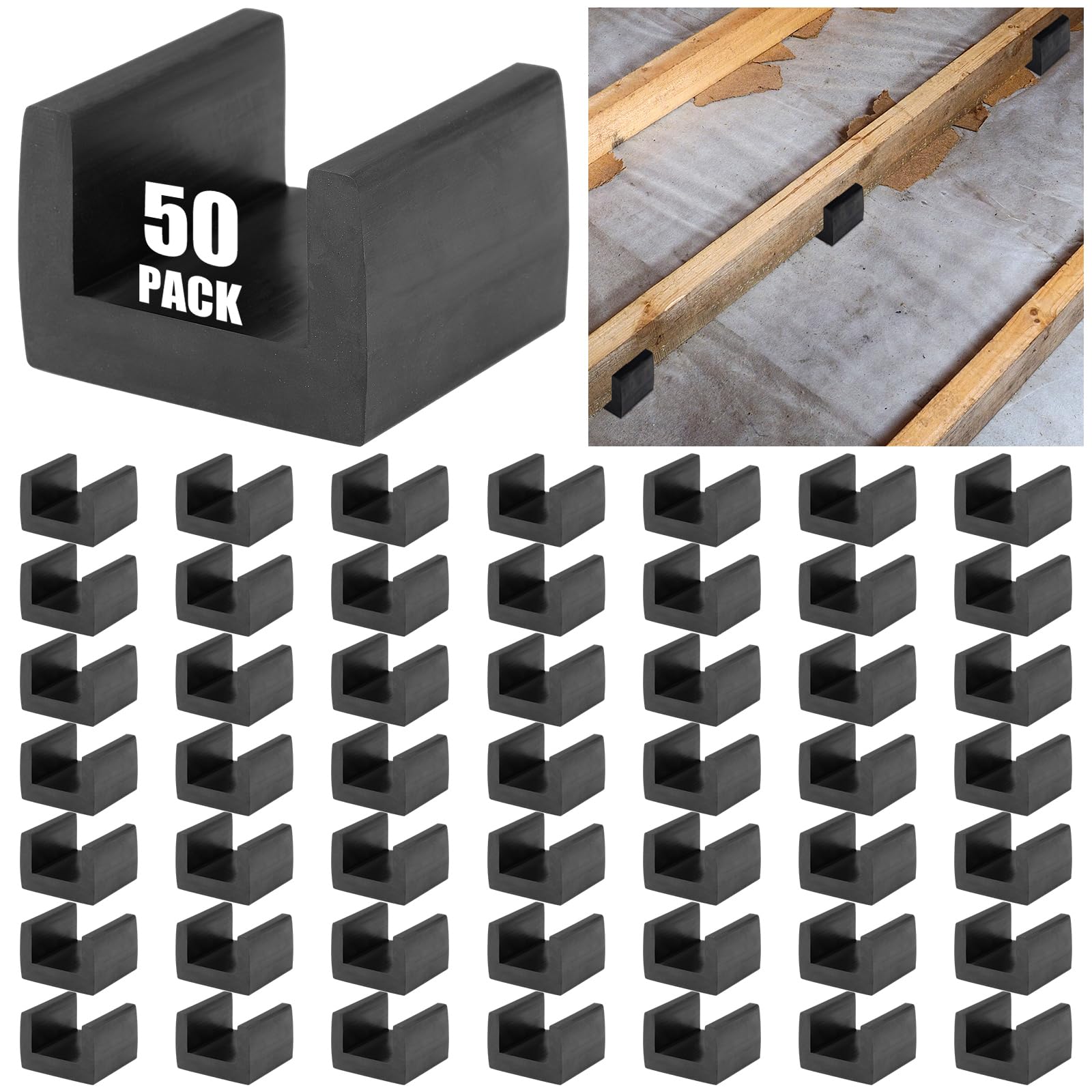 50 Pcs U Boat Floor Floaters, Rubber Joist Isolators Decoupler Deck 50 Pack NEW