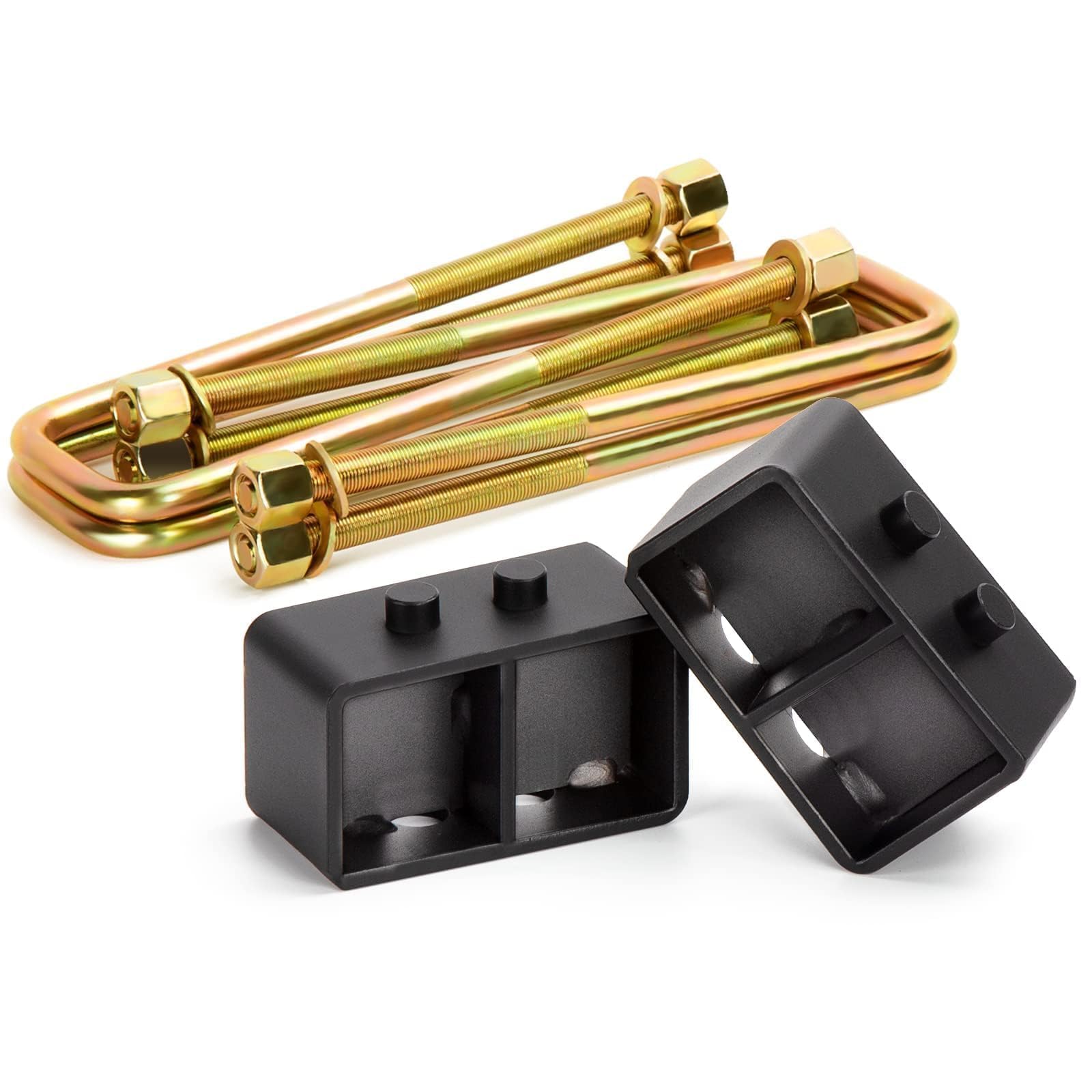 KSP 3" Rear Lift Block Kits for F150 2004-2020, Leveling Blocks with Extended U bolts and Cross Style Powder Coated Block fit the F150 2WD 4WD Factory Leaf Spring Axle,3inch Rear leveling Lift Set