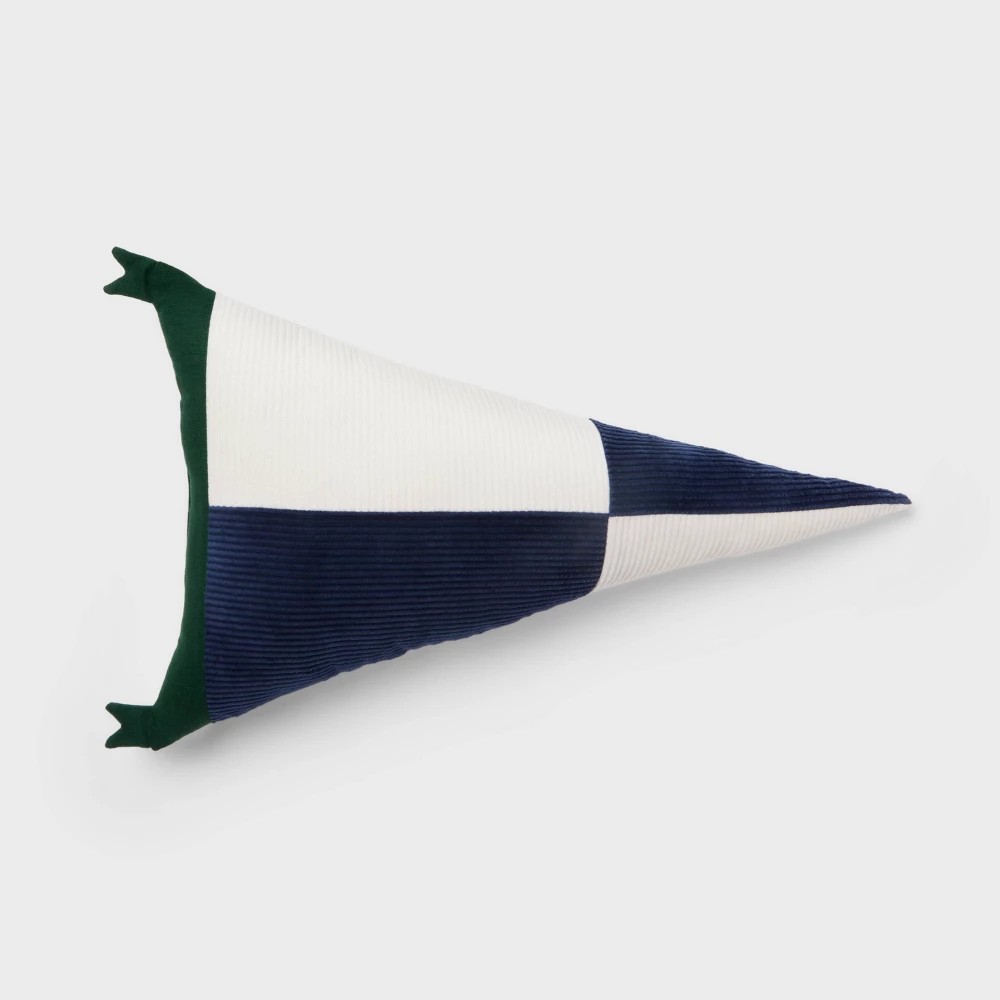 Room Essentials Triangle Corduroy Decorative Throw Pillow Navy Blue 20x12