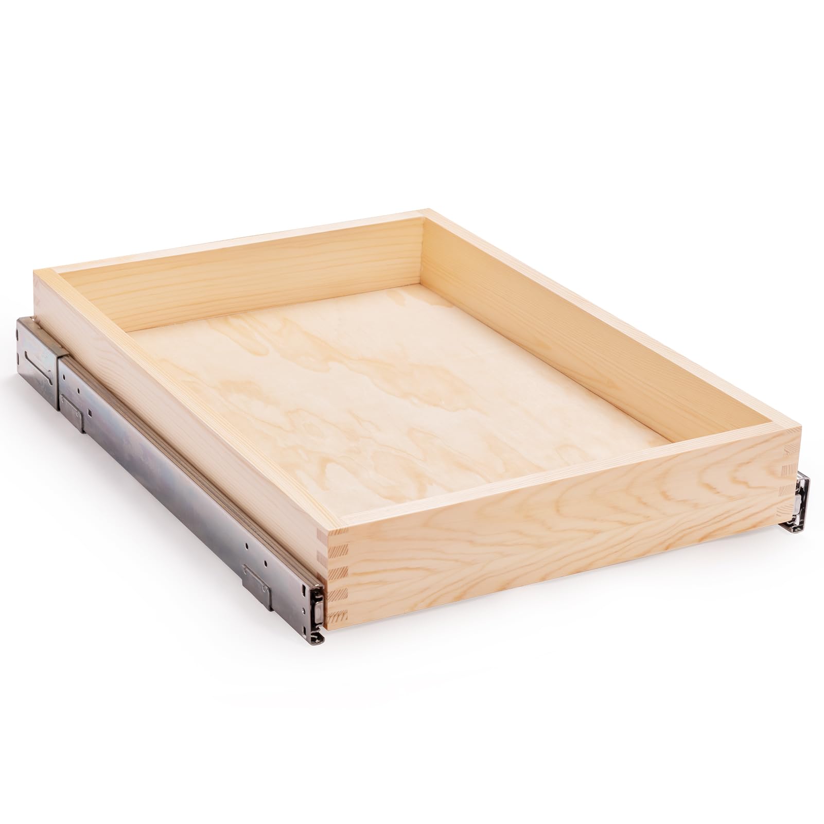 Mulush 23”W x 21”D x 3”H Soft Close Slide Out Wood Drawer Organizer for Kitchen, Bottom and Side Assembly (Cabinet Opening>23.5 inches for Bottom Assembly, Opening= 23 inches for Side Assembly)