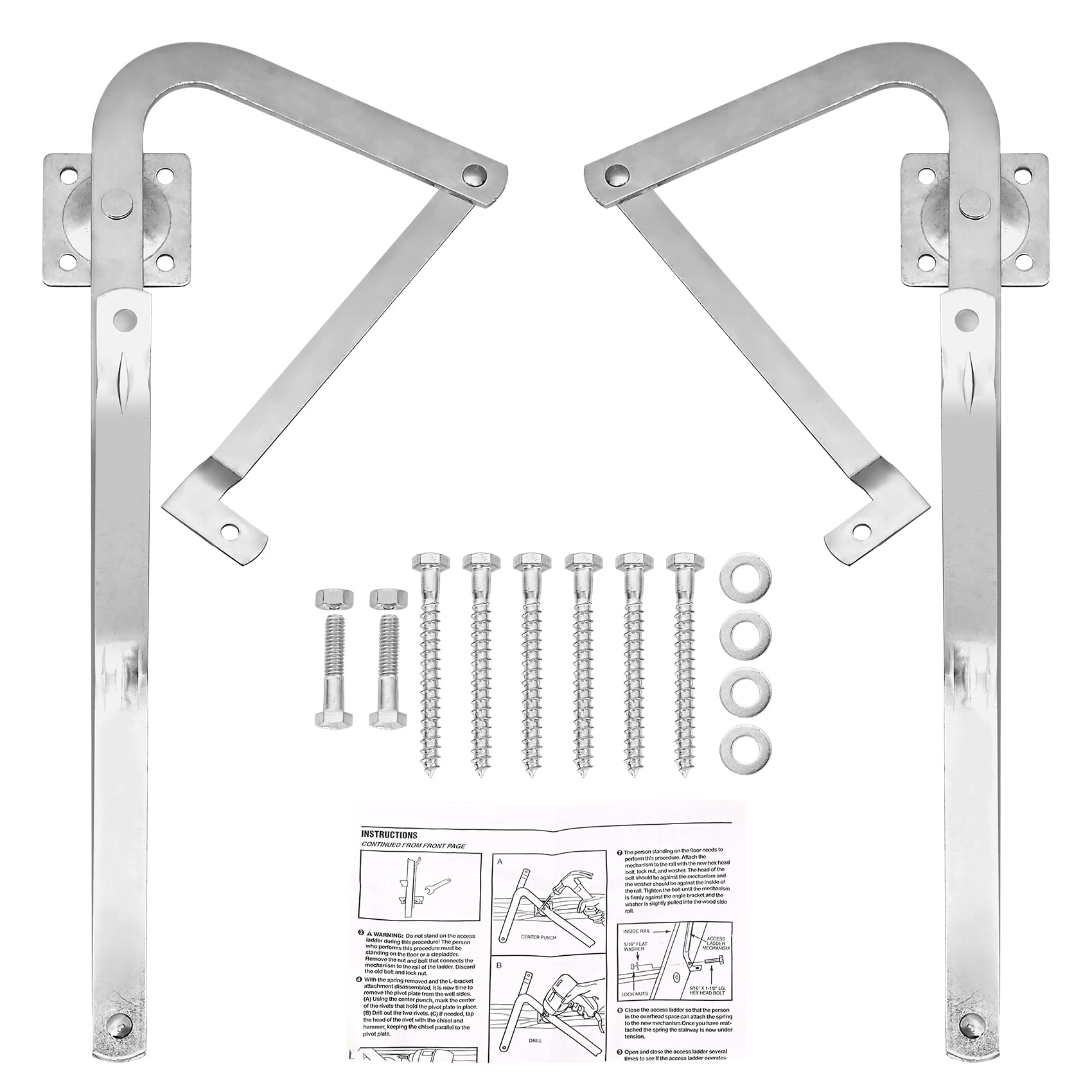 Attic Ladder Hinge Arms Compatible with Werner Mk5, WU2210, W2208, W2210, Suitable for Werner Attic Ladders Manufactured After 2010, Heavy Duty Thick Galvanized Material
