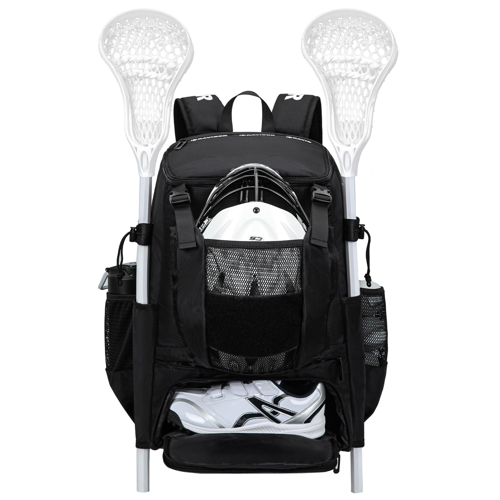 KAVIGOR 65L Lacrosse Gear Backpack - Helmet Holder, Ventilated Shoe Compartment