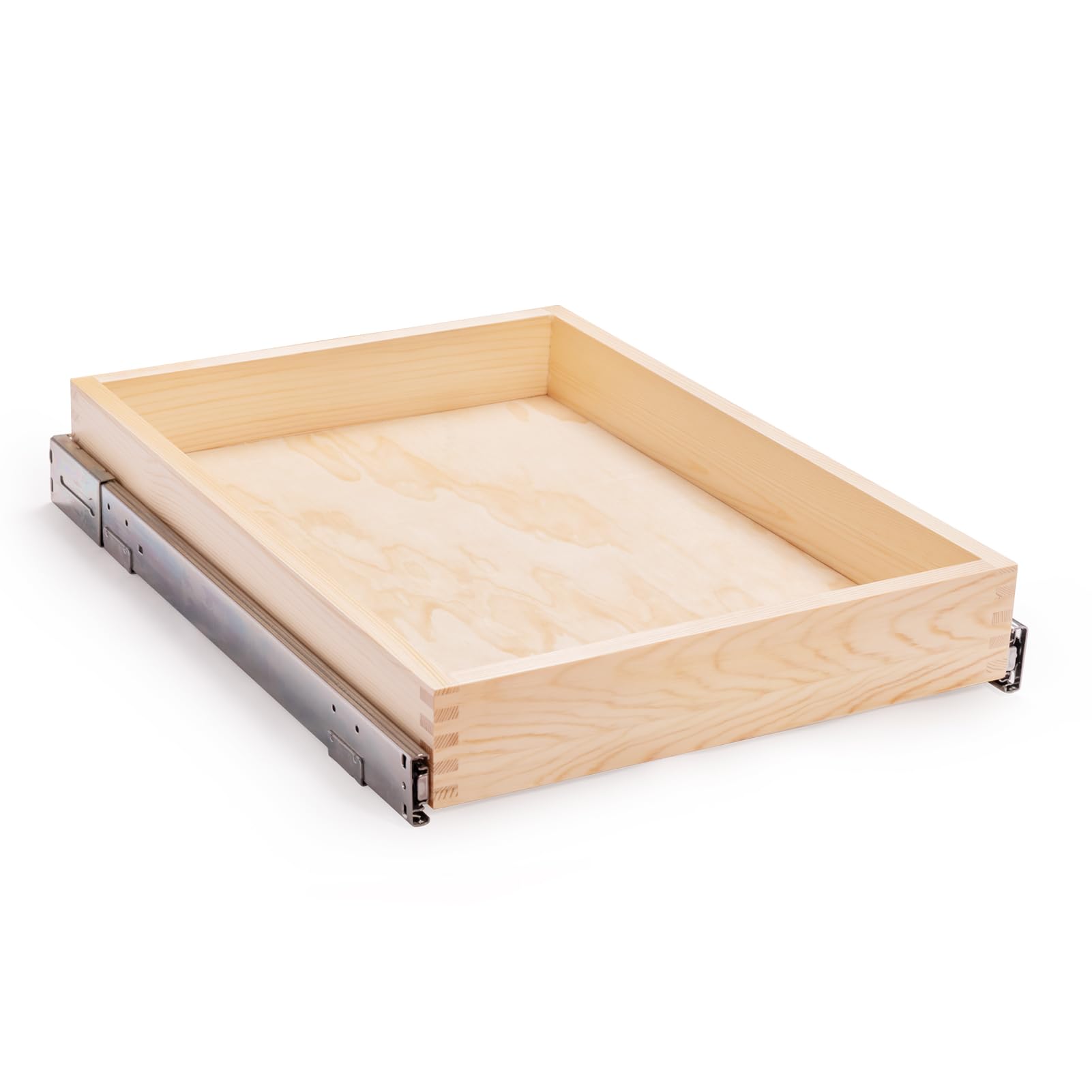 Mulush 20”W x 21”D x 3”H Soft Close Slide Out Wood Drawer Organizer for Kitchen, (Cabinet Width>20.5 inches for Bottom Assembly, Width= 20 inches for Side Assembly)