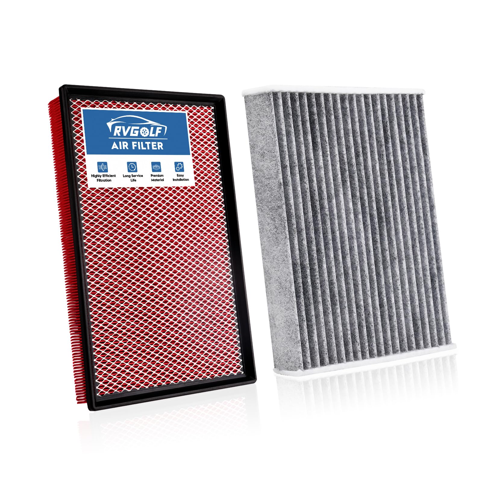 RVgolf Engine+Cabin Air Filters Fit for 2011-2024 Dodge Ram 1500 (NOT FOR 6.2L TRX), 2019-2024 Ram 1500 Classic Engine Air Filter Replacement Air Filter Accessories# CF11671 CA9401
