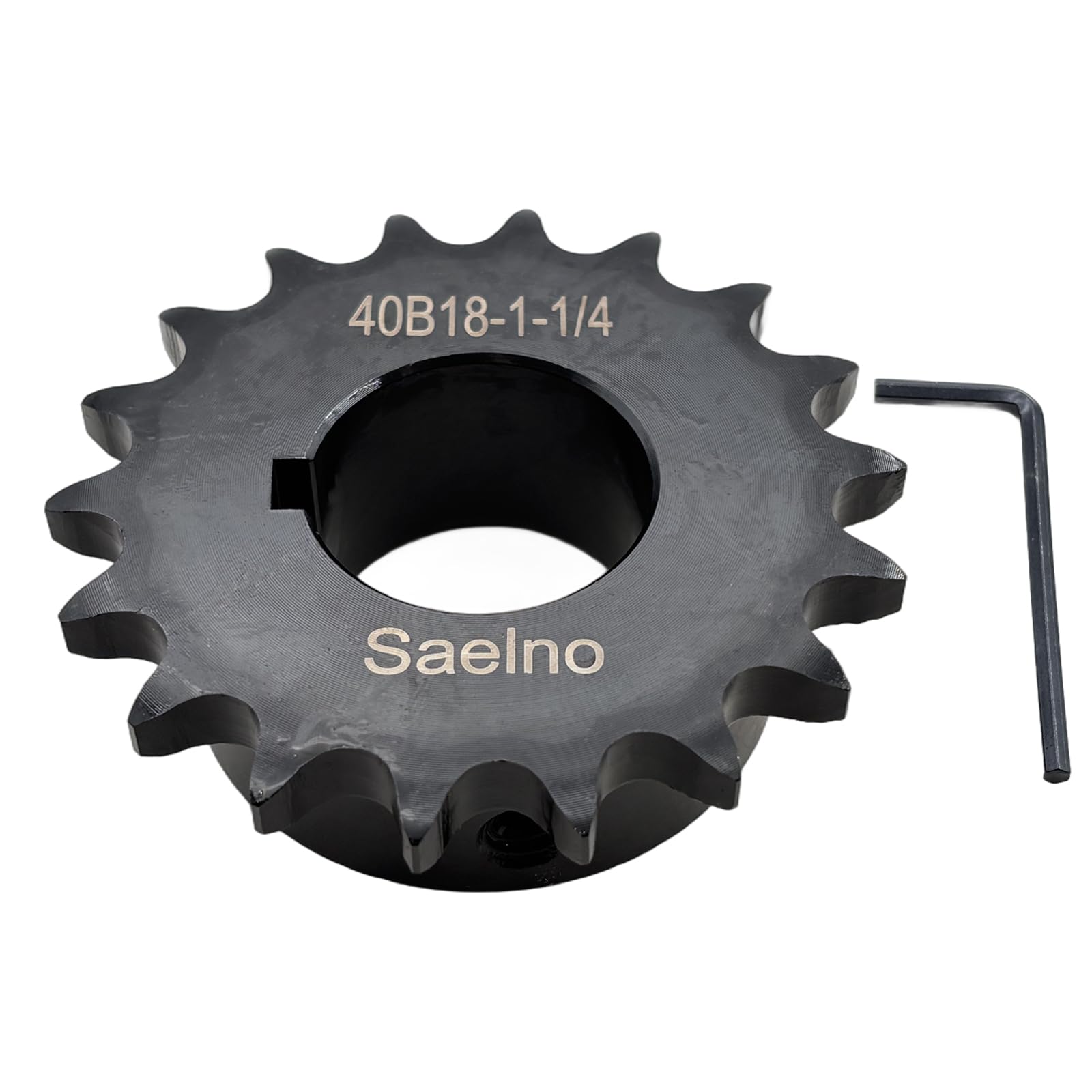 Saelno #40 Roller Chain Sprocket Type B 1 1/4 inch Bore 18 Tooth, Hardened Antirust 1045 Steel Drive Sprockets 40B18-1 1/4