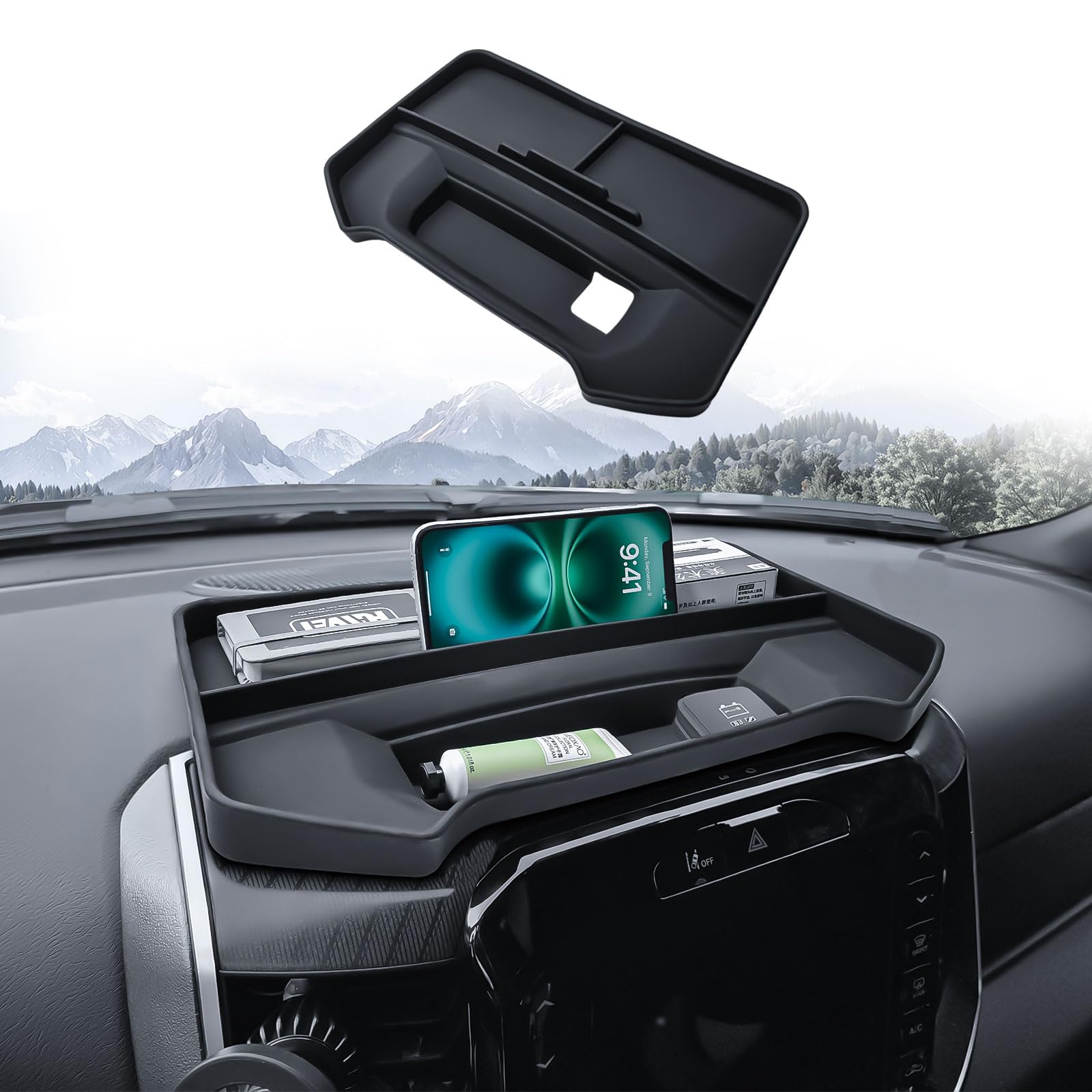 2019-2026 Dodge Ram 1500 14.4"/12" Uconnect Dash Tray Organizer