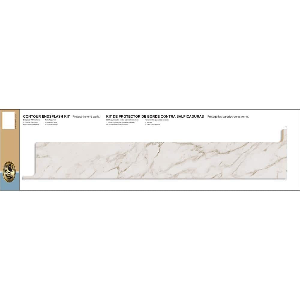 Laminate End Splash Kit for Countertop with Integrated Backsplash in Anzio Marble with Waterfall Edge