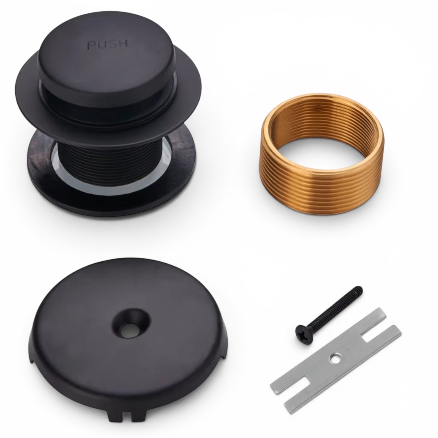 Matte Black Bathtub Tip Toe Drain Stopper & Overflow Conversion Kit Universal
