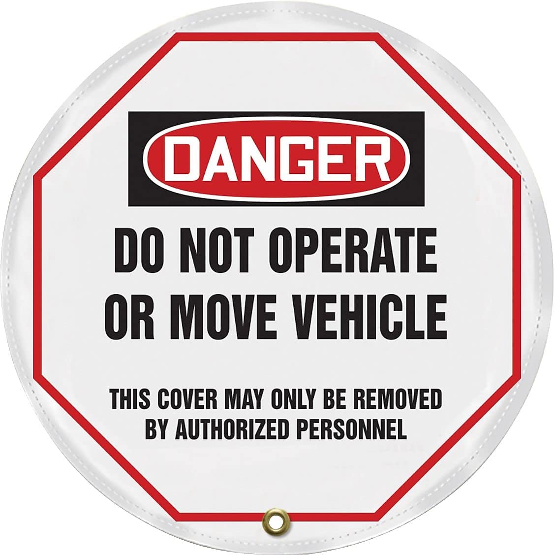 AccuformNMC Steering Wheel Cover for Lockout Tagout, OSHA-Style Legend Danger DO NOT Operate OR Move Vehicle..., Reinforced Vinyl, 16" Diameter, KDD811
