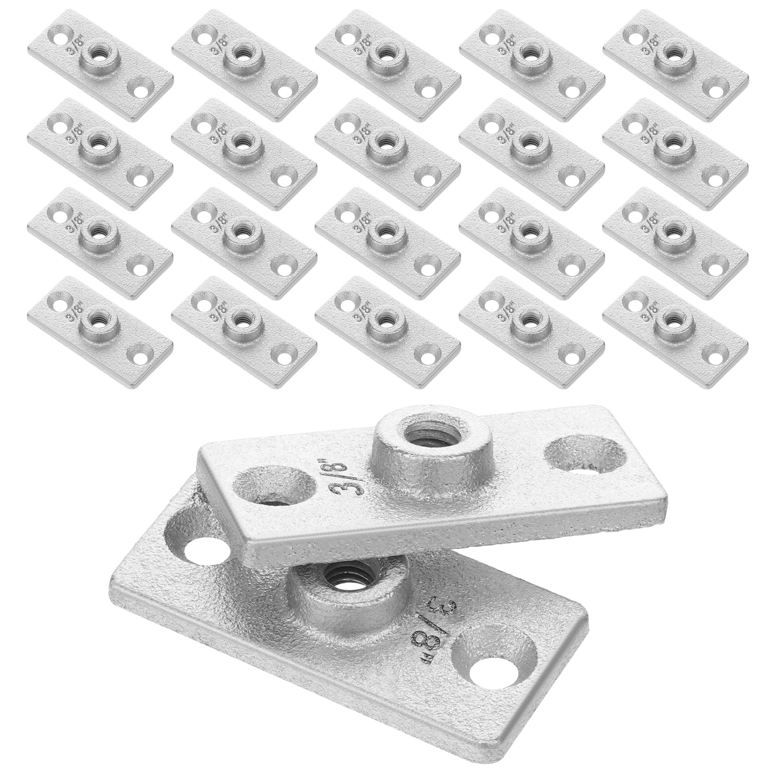 20 Pcs Ceiling Flange Hangers for 3/8" Threaded Rod Plate Ceiling Hangers Flanges Threaded Rod DIY Plumbing, Galvanized Ceiling Flange Hanger Plate Industrial Decor Project for Wall Mounting