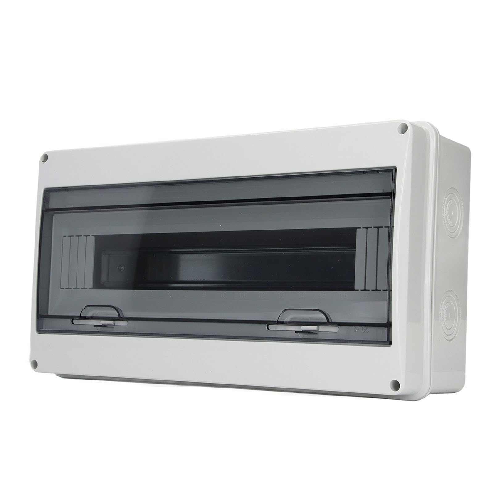 18 Way Distribution Protection Box, ABS Plastic Breaker Electrical Box with Clear Cover and DIN Rail Mount, IP65 Water Proof for Indoor Outdoor Wall Mounted Circuit Breaker, 14.3x7.9x4.3 inches
