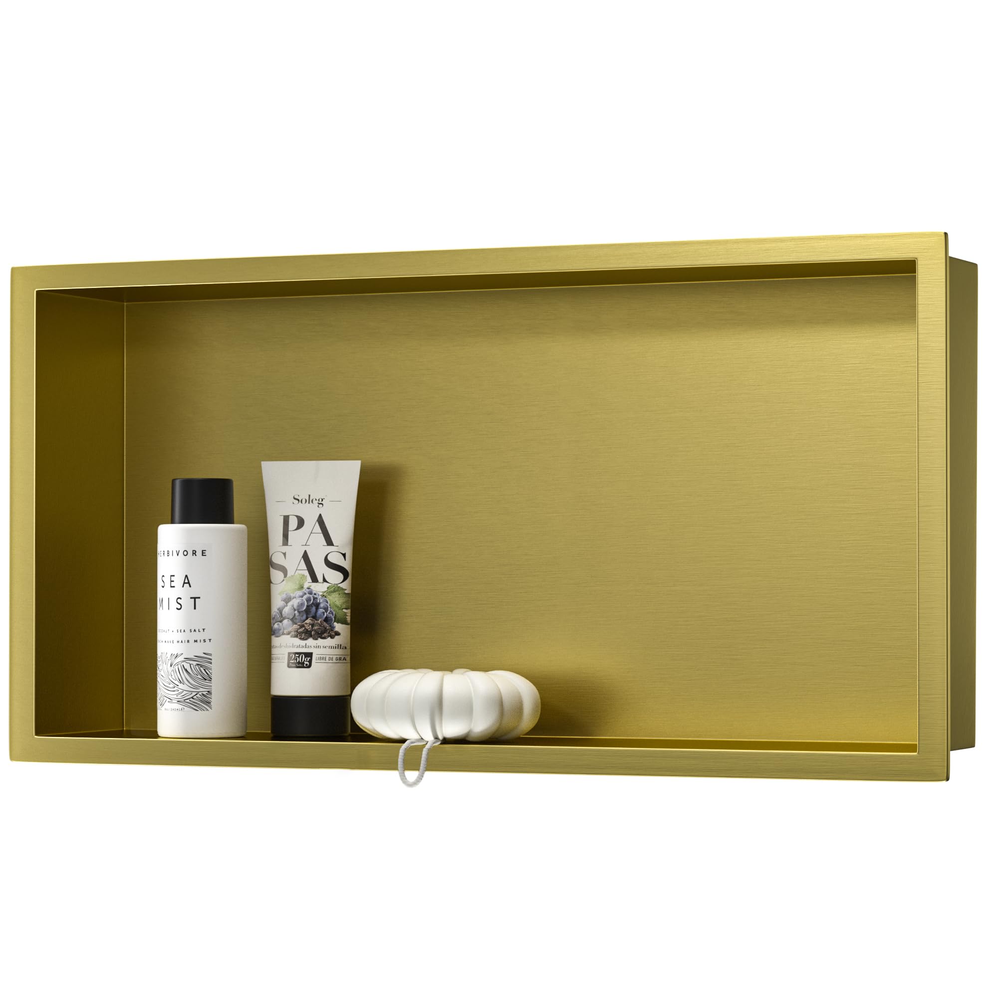 Bernkot Stainless Steel Shower Niche 24" X 12" Brushed No Tile Needed Niche Shower Recessed Wall Horizontal Niches for Bathroom Storage Over Mount Installation